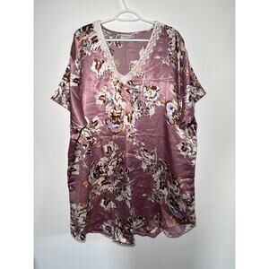 Gold Coast floral satin night shirt womens 3X fairy relaxation lounge cozy comfy